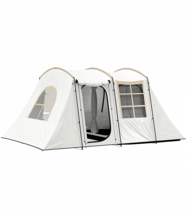 Outsunny 3-4 Man Tunnel Tent with Sewn in Floor, 3000mm Waterproof, Khaki