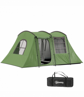Outsunny 3-4 Man Tunnel Tent with Sewn in Floor, 3000mm Waterproof, Green
