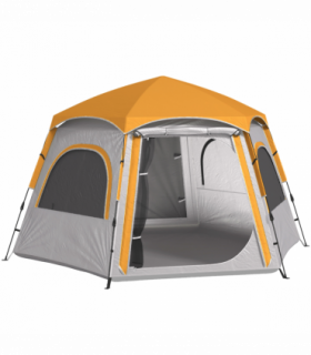 Outsunny Instant Camping Tent, 4 Person Easy Setup Dome Tent, Light Grey