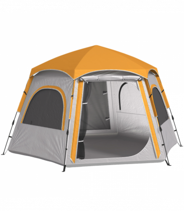Outsunny Instant Camping Tent, 4 Person Easy Setup Dome Tent, Light Grey