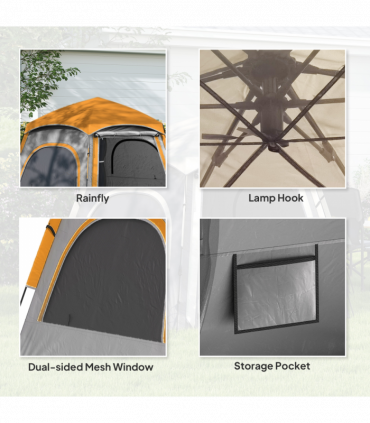 Outsunny Instant Camping Tent, 4 Person Easy Setup Dome Tent, Light Grey