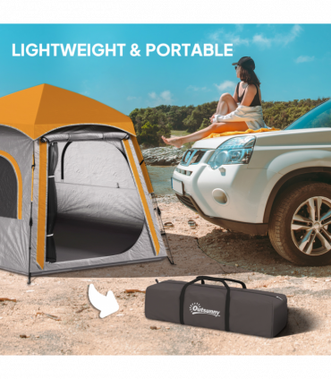 Outsunny Instant Camping Tent, 4 Person Easy Setup Dome Tent, Light Grey