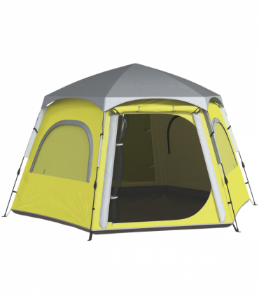 Outsunny Instant Camping Tent, 4 Person Easy Setup Dome Tent, Yellow Green