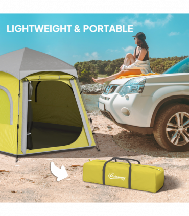 Outsunny Instant Camping Tent, 4 Person Easy Setup Dome Tent, Yellow Green