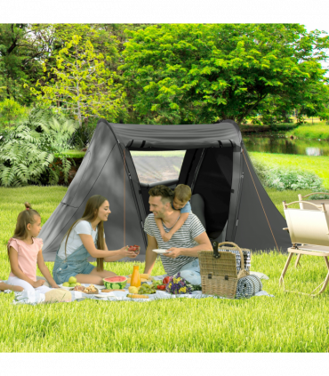 Outsunny 3 Man Camping Tent with 2 Bedrooms, 3000mm Waterproof, Grey