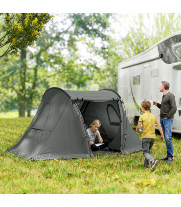 Outsunny 3 Man Camping Tent with 2 Bedrooms, 3000mm Waterproof, Grey