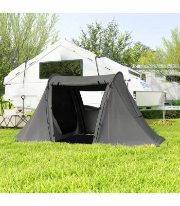 Outsunny 3 Man Camping Tent with 2 Bedrooms, 3000mm Waterproof, Grey