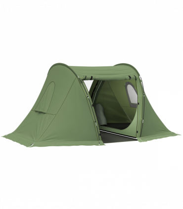 Outsunny 3 Man Camping Tent with 2 Bedrooms, 3000mm Waterproof, Green