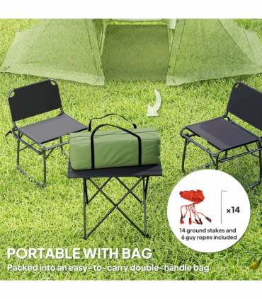 Outsunny 3 Man Camping Tent with 2 Bedrooms, 3000mm Waterproof, Green