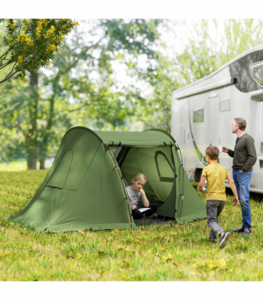 Outsunny 3 Man Camping Tent with 2 Bedrooms, 3000mm Waterproof, Green