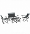 Outsunny 4 Piece Foldable Camping Table and Chairs Set, Grey