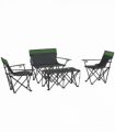 Outsunny 4 Piece Foldable Camping Table and Chairs Set, Olive Green