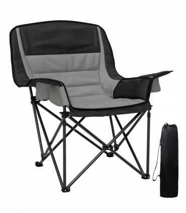 Outsunny Camping Chair for Adults, Padded Folding Chair, Grey
