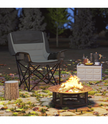 Outsunny Camping Chair for Adults, Padded Folding Chair, Grey