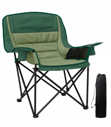 Outsunny Camping Chair for Adults, Padded Folding Chair, Olive Green