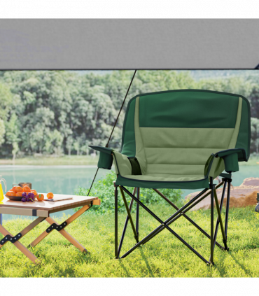 Outsunny Camping Chair for Adults, Padded Folding Chair, Olive Green