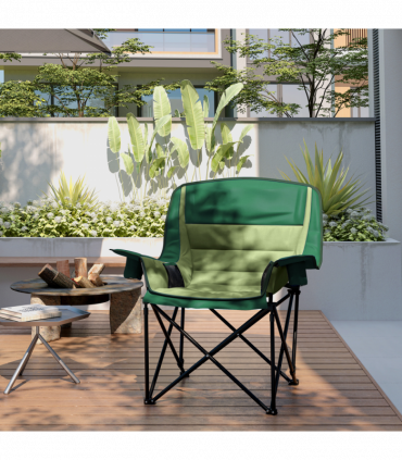 Outsunny Camping Chair for Adults, Padded Folding Chair, Olive Green