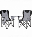 Outsunny Set of 2 Padded Folding Picnic Chairs with Cooler Bag, Grey