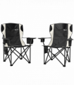 Outsunny Set of 2 Padded Folding Picnic Chairs with Cooler Bag, Black