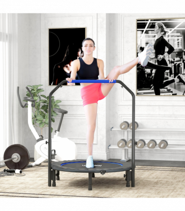 HOMCOM 45" Foldable Mini Fitness Trampoline w/ Foam Handle, Blue