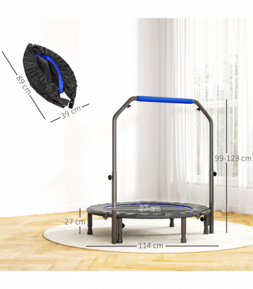 HOMCOM 45" Foldable Mini Fitness Trampoline w/ Foam Handle, Blue