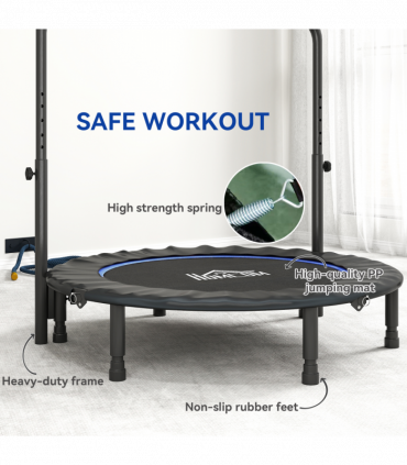 HOMCOM 45" Foldable Mini Fitness Trampoline w/ Foam Handle, Blue