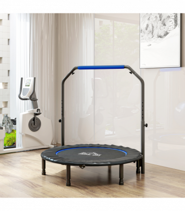 HOMCOM 45" Foldable Mini Fitness Trampoline w/ Foam Handle, Blue