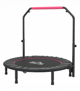 HOMCOM 48" Foldable Mini Fitness Trampoline w/ Foam Handle, Pink