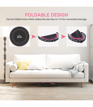 HOMCOM 48" Foldable Mini Fitness Trampoline w/ Foam Handle, Pink