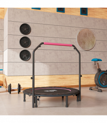 HOMCOM 48" Foldable Mini Fitness Trampoline w/ Foam Handle, Pink