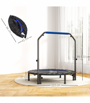 HOMCOM 48" Foldable Mini Fitness Trampoline w/ Foam Handle, Blue