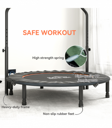 HOMCOM 48" Foldable Mini Fitness Trampoline w/ Foam Handle, Orange