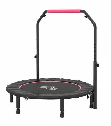 HOMCOM 45" Foldable Mini Fitness Trampoline w/ Foam Handle, Pink