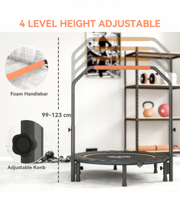 HOMCOM 45" Foldable Mini Fitness Trampoline w/ Foam Handle, Orange