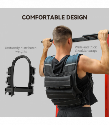 15KG Adjustable Weighted Vest with 15 Metal Weights, Running Weight Vest