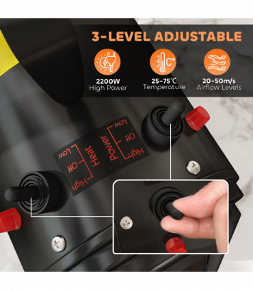 PawHut 2200W Dog Hair Dryer with Adjustable Temperature & Velocity, Black