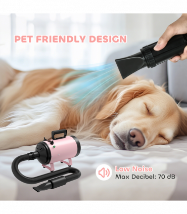 PawHut 2200W Dog Hair Dryer with Adjustable Temperature & Velocity, Pink