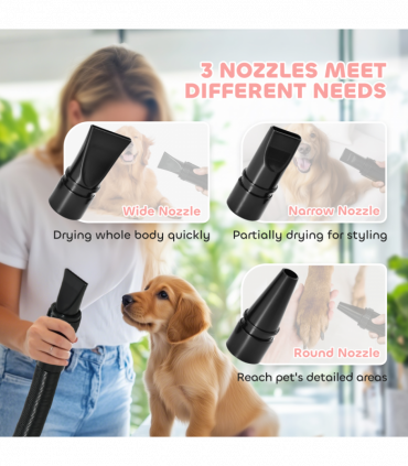 PawHut 2200W Dog Hair Dryer with Adjustable Temperature & Velocity, Pink