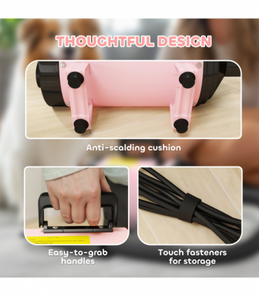 PawHut 2200W Dog Hair Dryer with Adjustable Temperature & Velocity, Pink