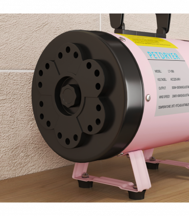 PawHut 2200W Dog Hair Dryer with Adjustable Temperature & Velocity, Pink