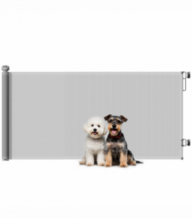 PawHut Retractable Stair Gate, Dog Gate Extends Up to 180 cm Wide, Grey