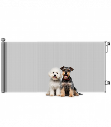 PawHut Retractable Stair Gate, Dog Gate Extends Up to 180 cm Wide, Grey