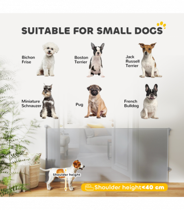 PawHut Retractable Stair Gate, Dog Gate Extends Up to 180 cm Wide, Grey