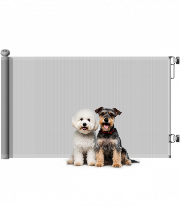 PawHut Retractable Stair Gate, Dog Gate Extends Up to 140 cm Wide, Grey