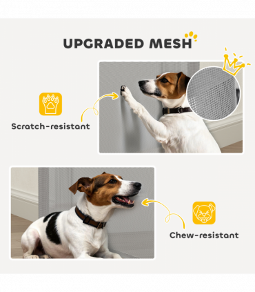 PawHut Retractable Stair Gate, Dog Gate Extends Up to 140 cm Wide, Grey