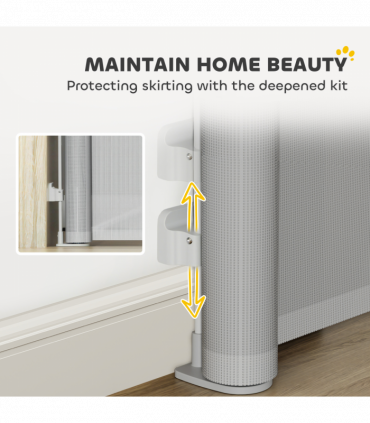 PawHut Retractable Stair Gate, Dog Gate Extends Up to 140 cm Wide, Grey