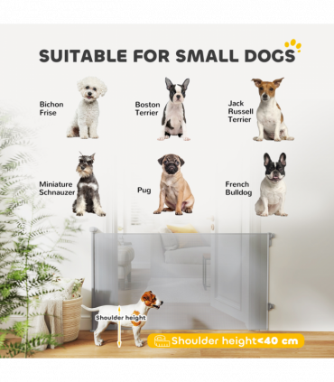 PawHut Retractable Stair Gate, Dog Gate Extends Up to 140 cm Wide, Grey