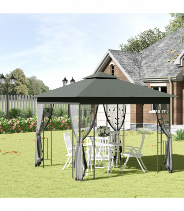 Outsunny 3 x 3(m) Garden Gazebo Marquee Tent Canopy Shelter Pavilion Grey