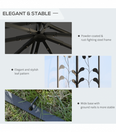 Outsunny 3 x 3(m) Garden Gazebo Marquee Tent Canopy Shelter Pavilion Grey