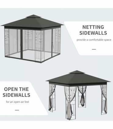 Outsunny 3 x 3(m) Garden Gazebo Marquee Tent Canopy Shelter Pavilion Grey